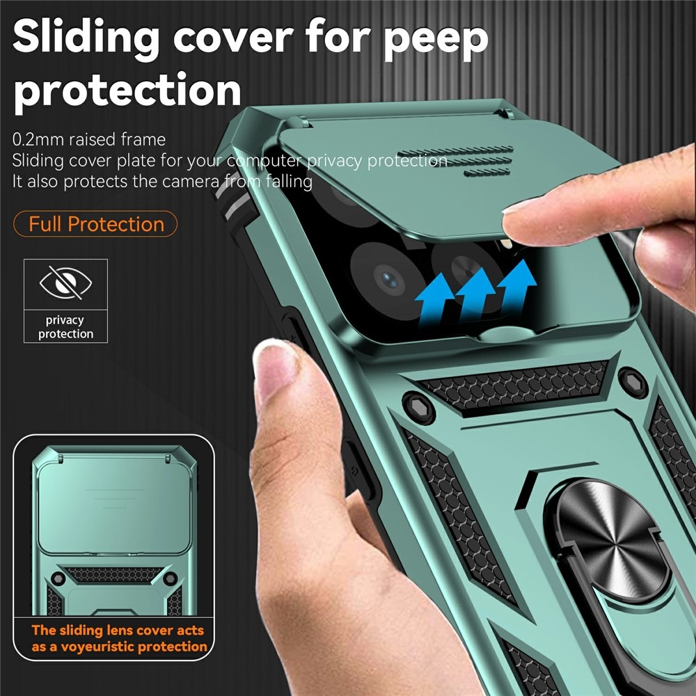 Ring odolný hybridný kryt s úchytom na prst na Xiaomi 15T Pro - zelený