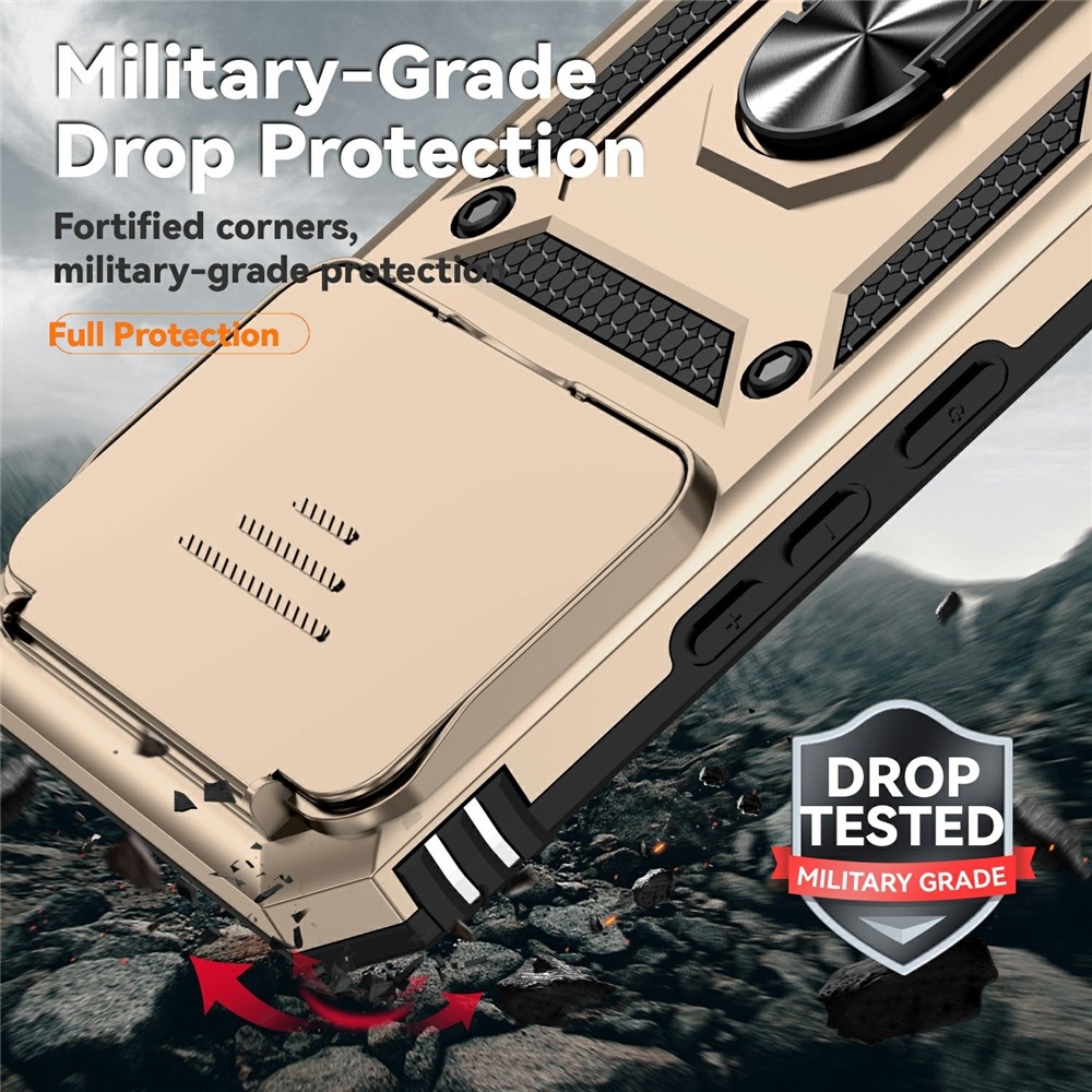 Ring odolný hybridný kryt s úchytom na prst na Xiaomi 15T Pro - zlatý