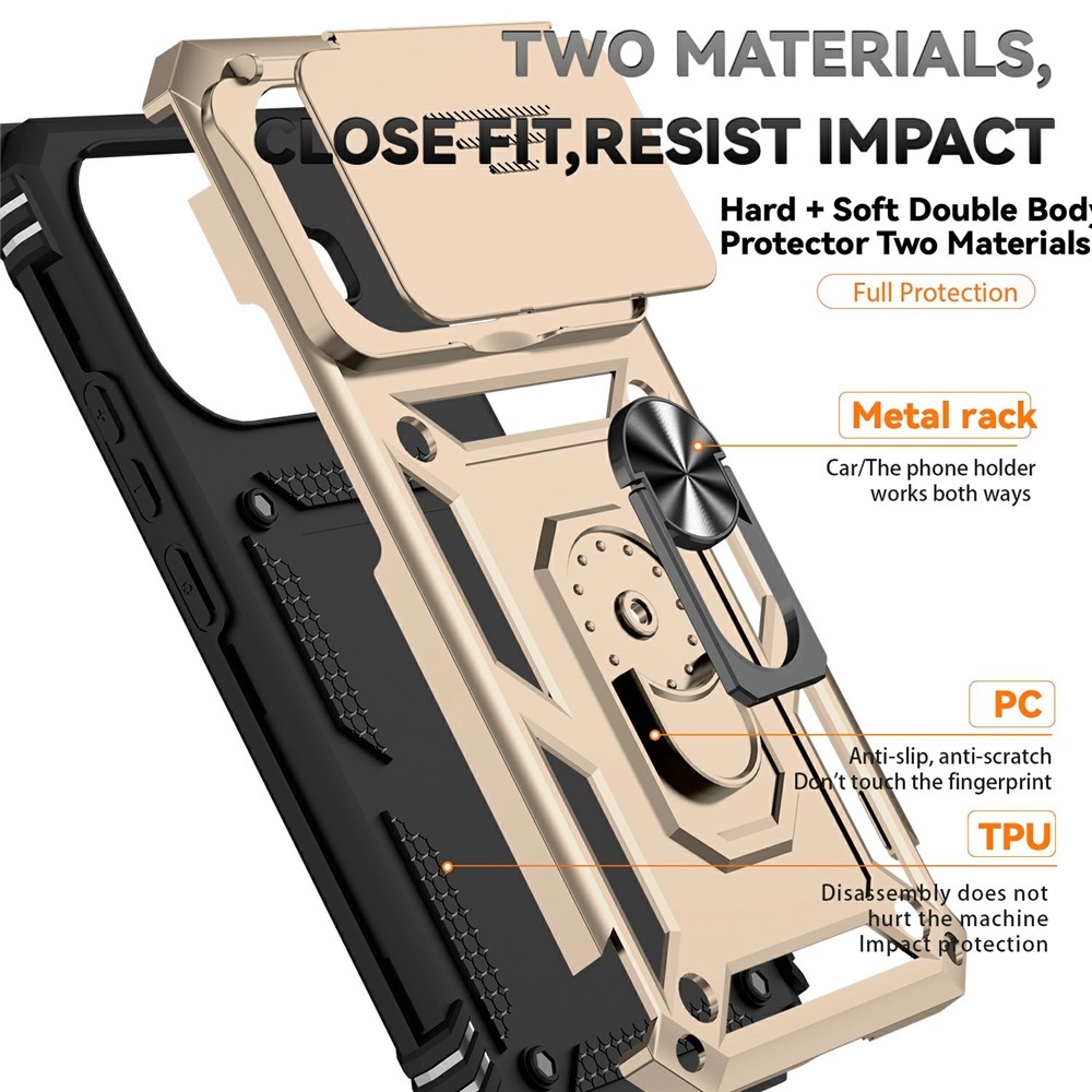 Ring odolný hybridný kryt s úchytom na prst na Xiaomi 15T Pro - zlatý