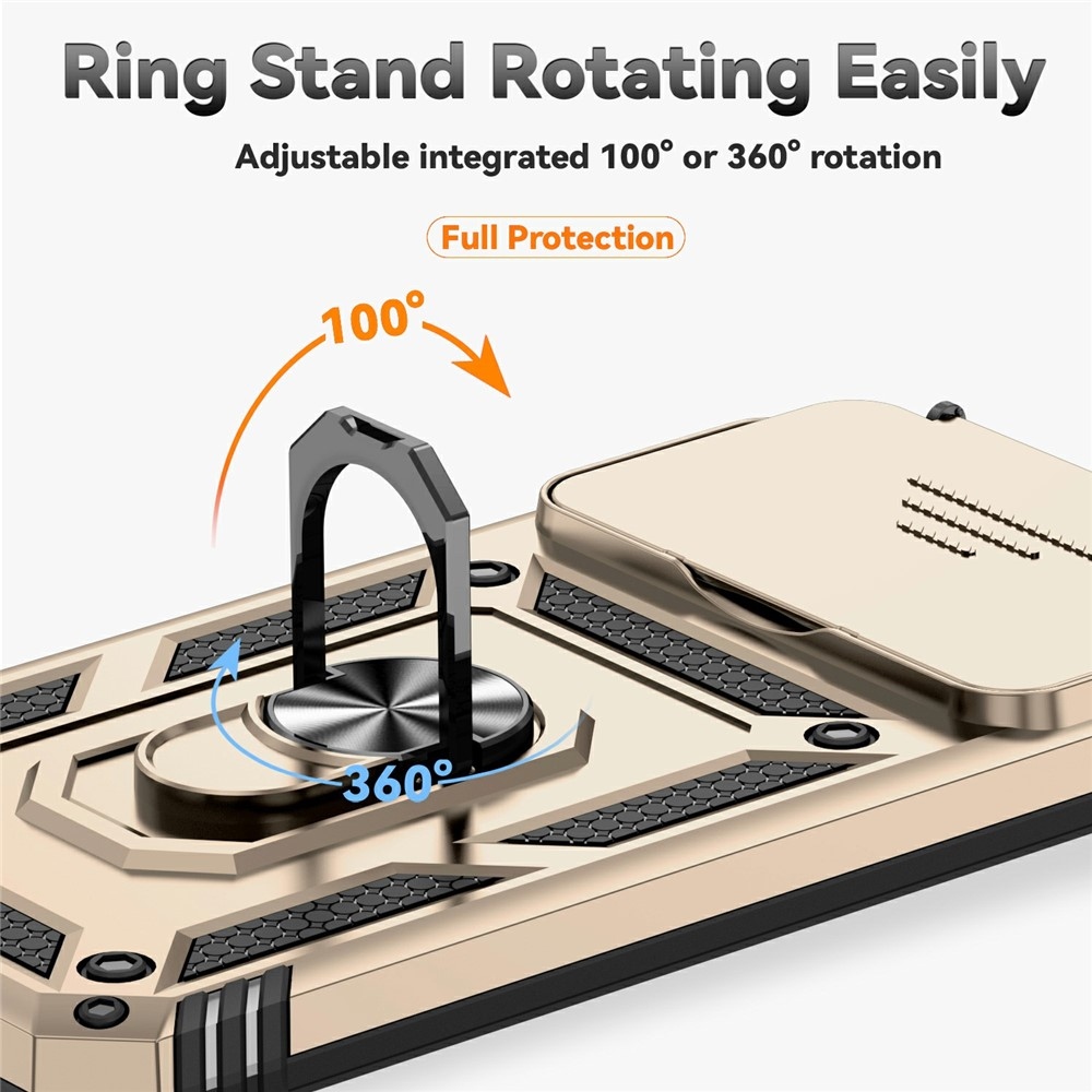 Ring odolný hybridný kryt s úchytom na prst na Xiaomi 15T Pro - zlatý