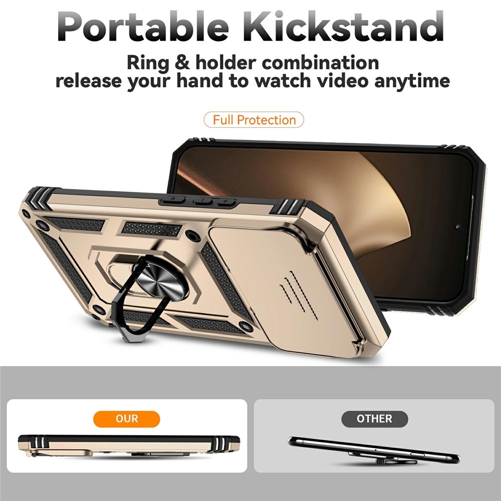 Ring odolný hybridný kryt s úchytom na prst na Xiaomi 15T Pro - zlatý