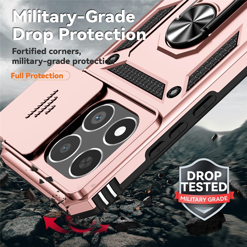 Ring odolný hybridný kryt s úchytom na prst na Xiaomi 15T - ružovozlatý