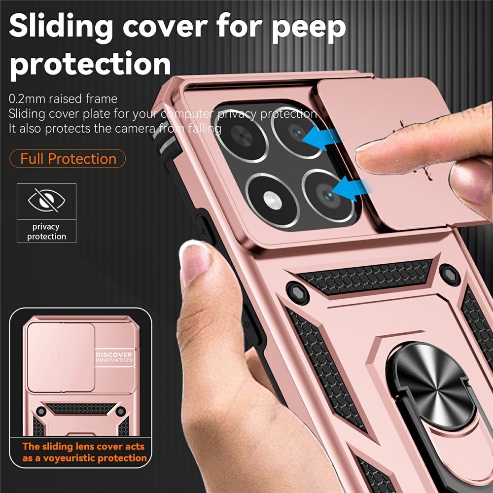 Ring odolný hybridný kryt s úchytom na prst na Xiaomi 15T - ružovozlatý