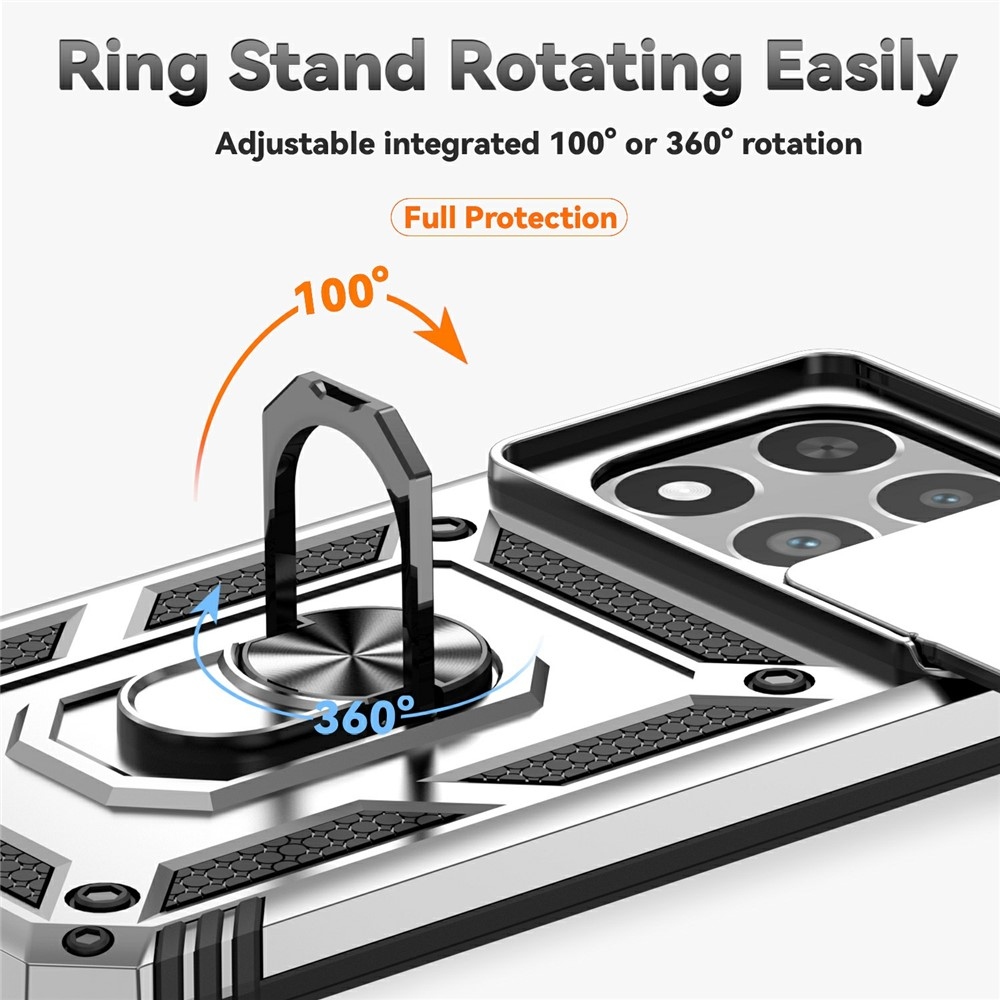 Ring odolný hybridný kryt s úchytom na prst na Xiaomi 15T - strieborný