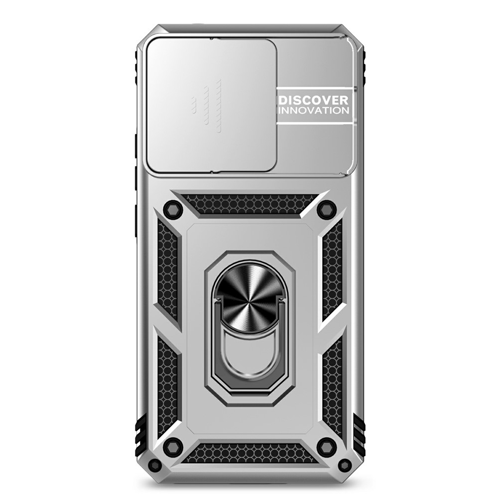 Ring odolný hybridný kryt s úchytom na prst na Xiaomi 15T - strieborný