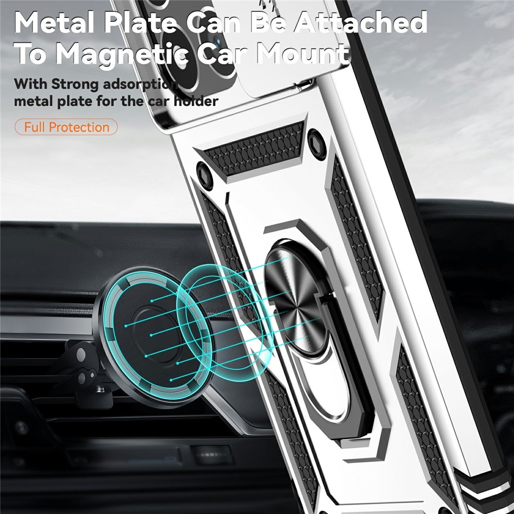 Ring odolný hybridný kryt s úchytom na prst na Xiaomi 15T - strieborný