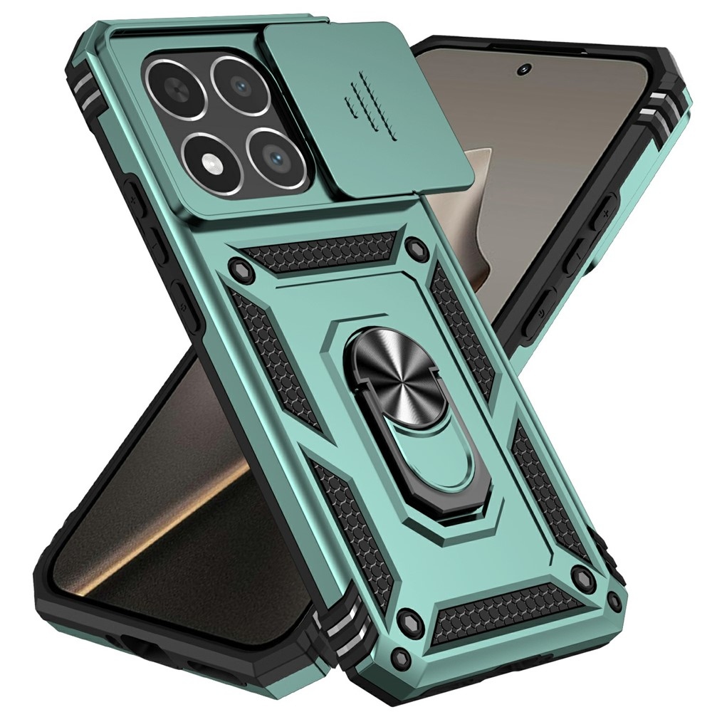 Ring odolný hybridný kryt s úchytom na prst na Xiaomi 15T - zelený