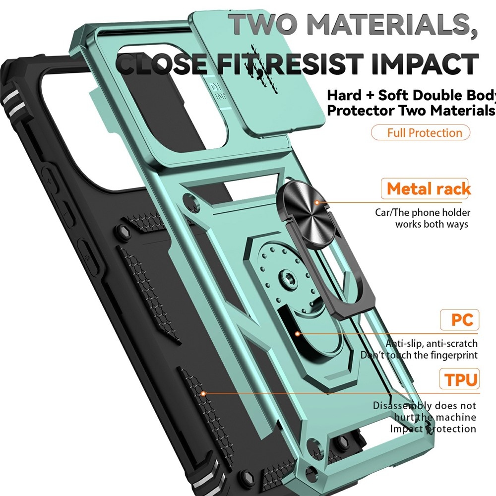 Ring odolný hybridný kryt s úchytom na prst na Xiaomi 15T - zelený