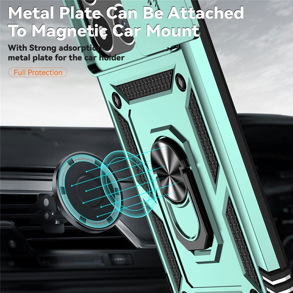 Ring odolný hybridný kryt s úchytom na prst na Xiaomi 15T - zelený