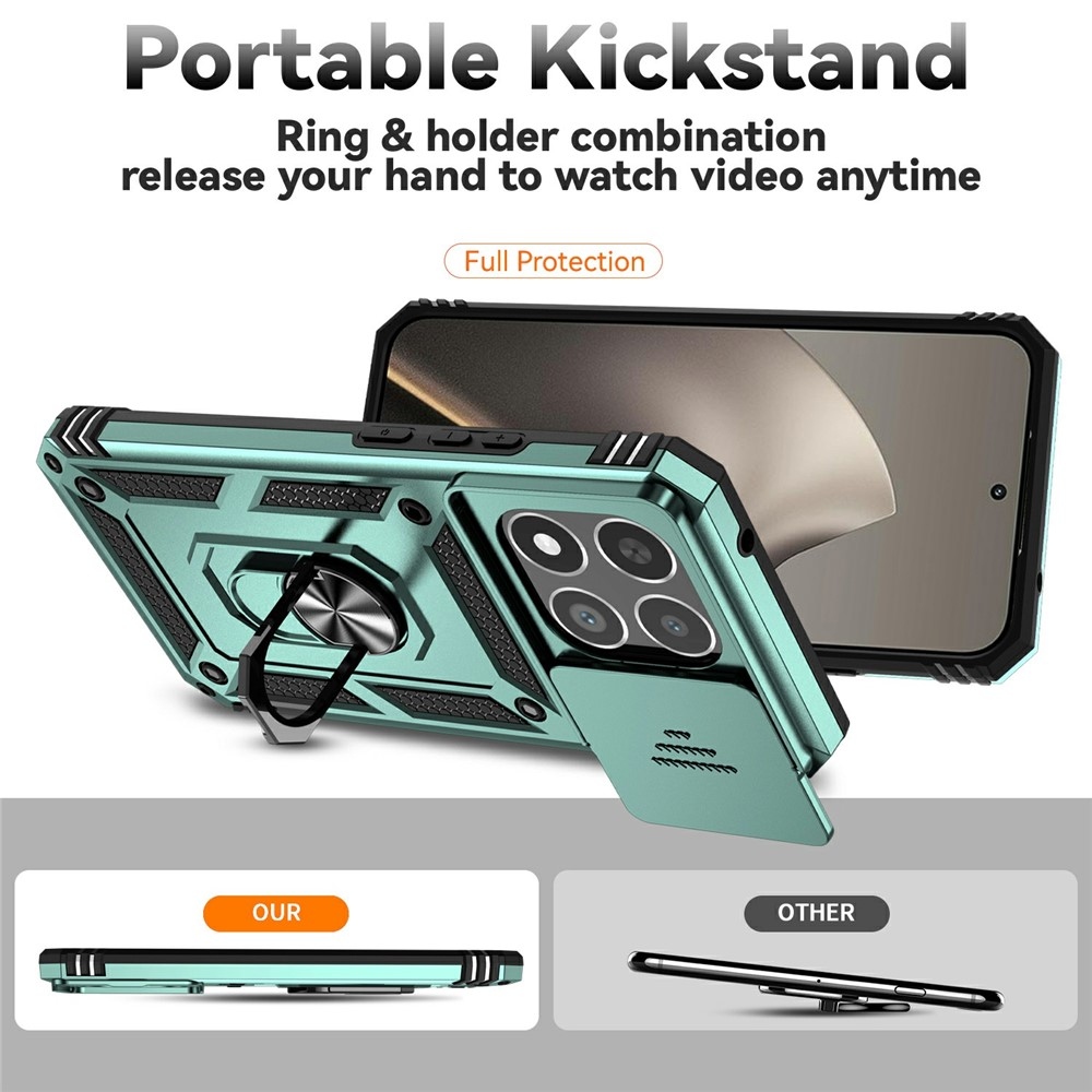 Ring odolný hybridný kryt s úchytom na prst na Xiaomi 15T - zelený