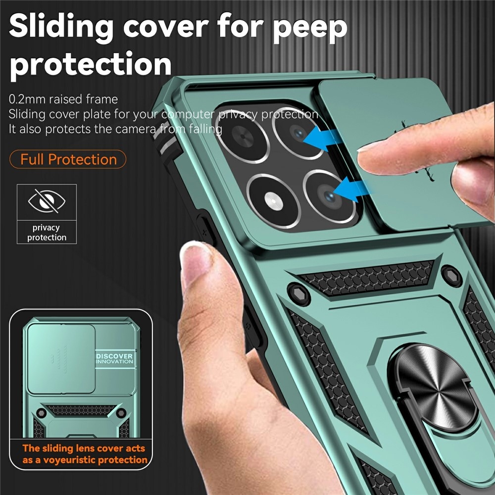 Ring odolný hybridný kryt s úchytom na prst na Xiaomi 15T - zelený