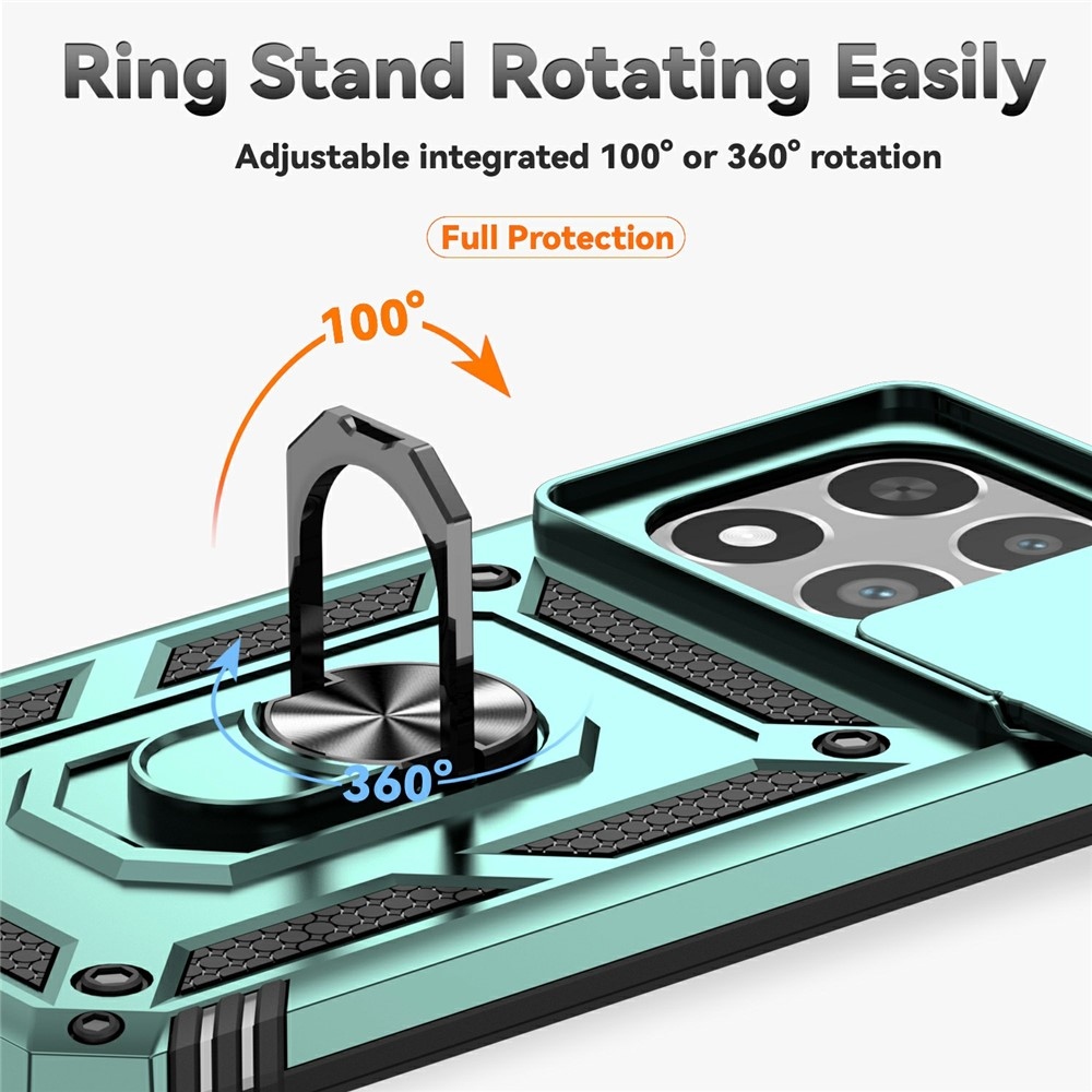 Ring odolný hybridný kryt s úchytom na prst na Xiaomi 15T - zelený