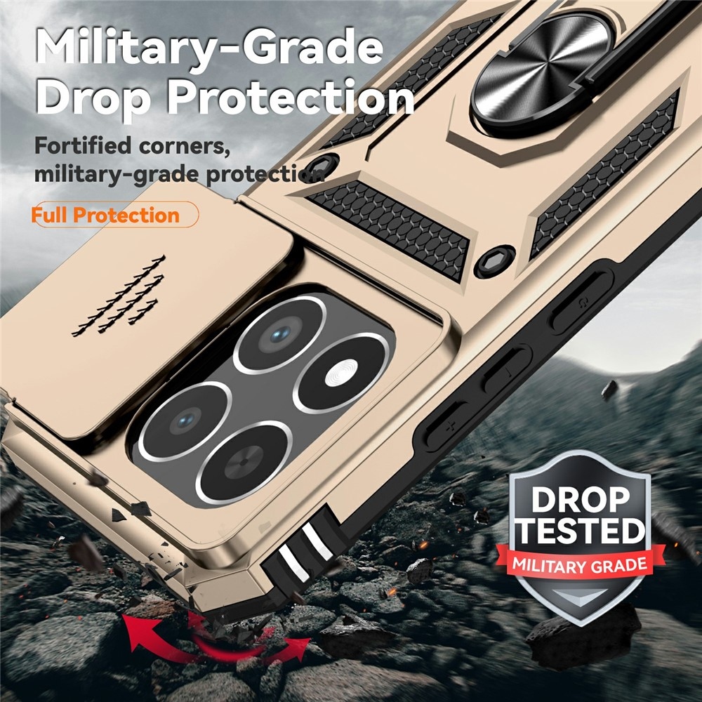 Ring odolný hybridný kryt s úchytom na prst na Xiaomi 15T - zlatý