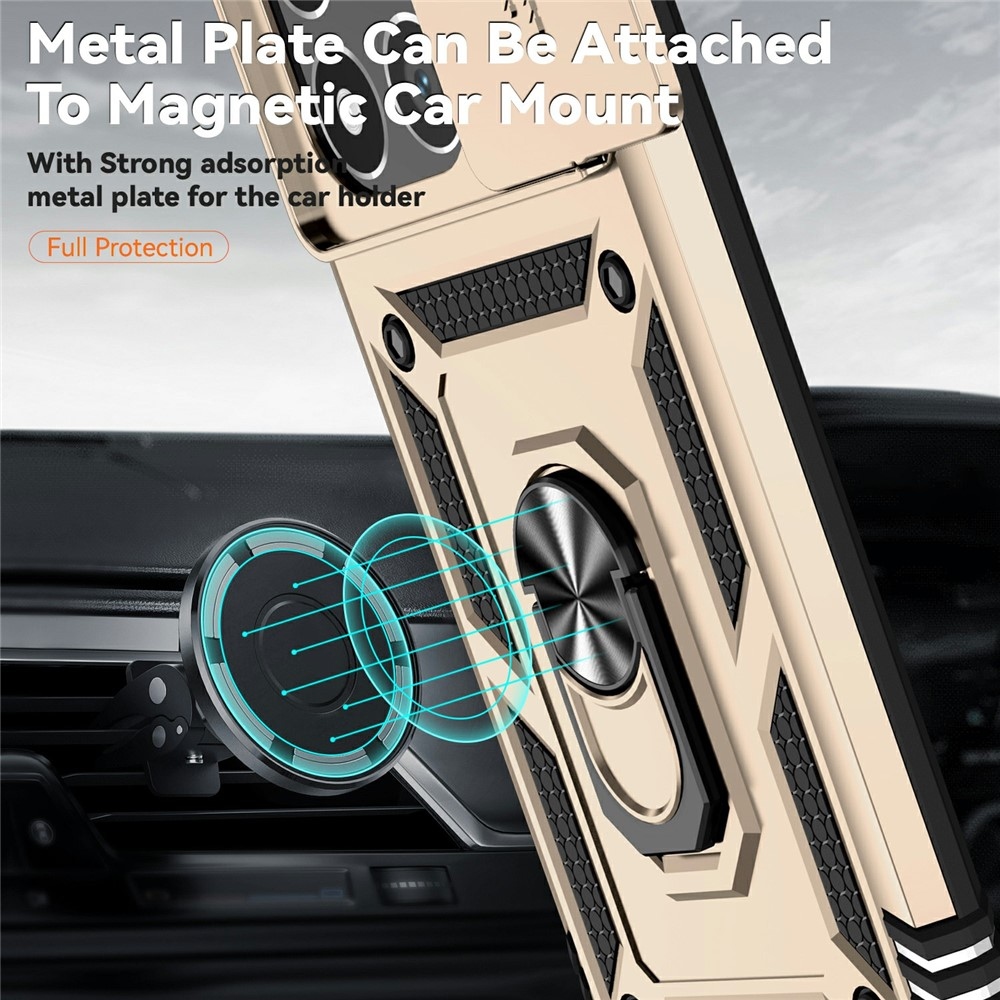 Ring odolný hybridný kryt s úchytom na prst na Xiaomi 15T - zlatý