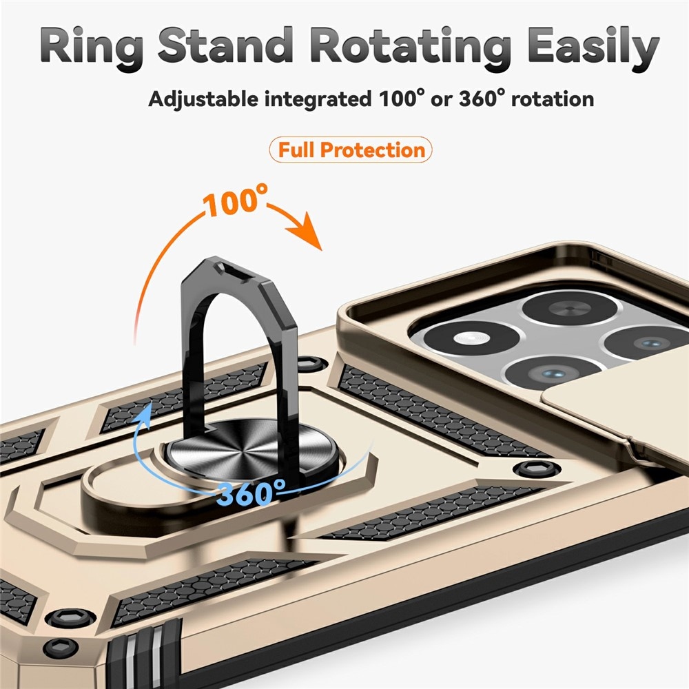 Ring odolný hybridný kryt s úchytom na prst na Xiaomi 15T - zlatý
