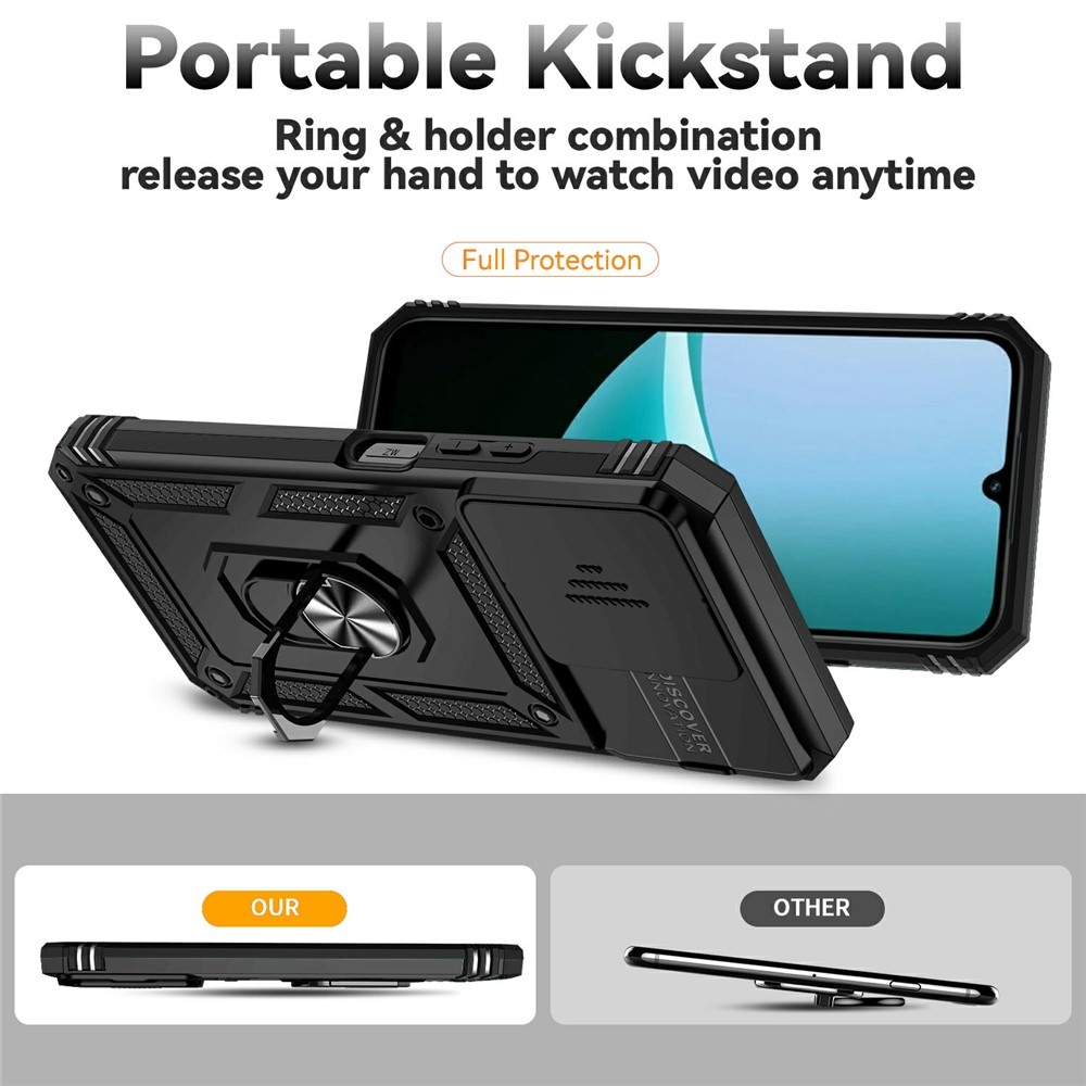 Ring odolný hybridný kryt s úchytom na prst na Xiaomi Redmi 15C 4G/5G (173mm) - čierny