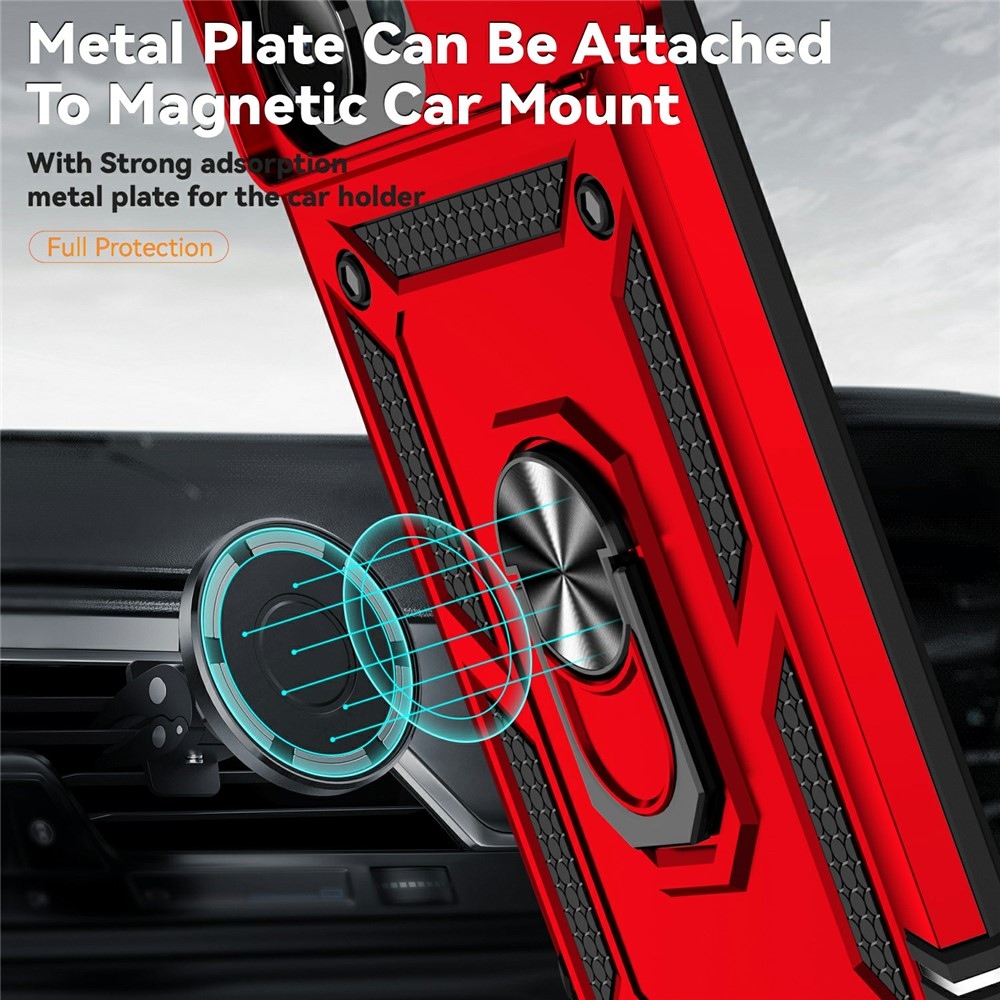 Ring odolný hybridný kryt s úchytom na prst na Xiaomi Redmi 15C 4G/5G (173mm) - červený