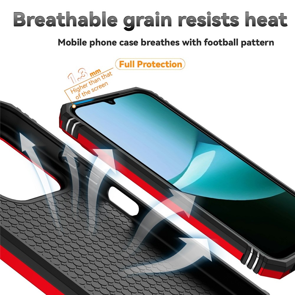 Ring odolný hybridný kryt s úchytom na prst na Xiaomi Redmi 15C 4G/5G (173mm) - červený