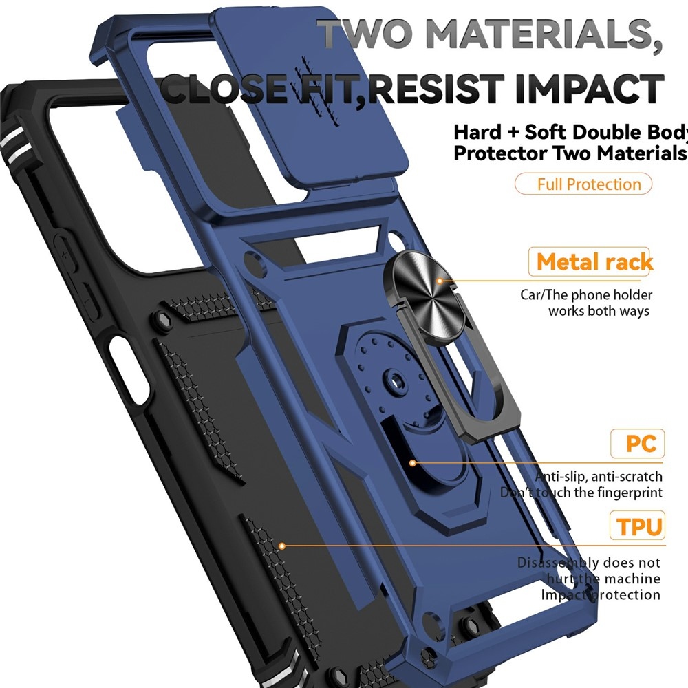 Ring odolný hybridný kryt s úchytom na prst na Xiaomi Redmi 15C 4G/5G (173mm) - modrý