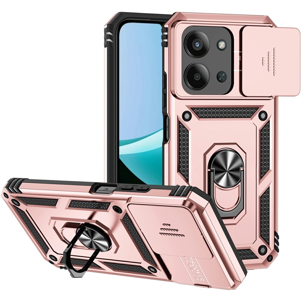 Ring odolný hybridný kryt s úchytom na prst na Xiaomi Redmi 15C 4G/5G (173mm) - ružovozlatý