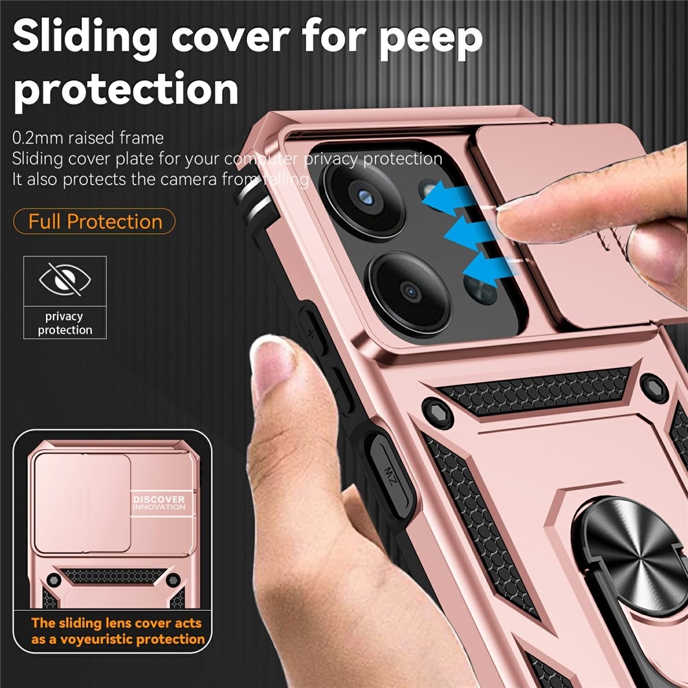 Ring odolný hybridný kryt s úchytom na prst na Xiaomi Redmi 15C 4G/5G (173mm) - ružovozlatý