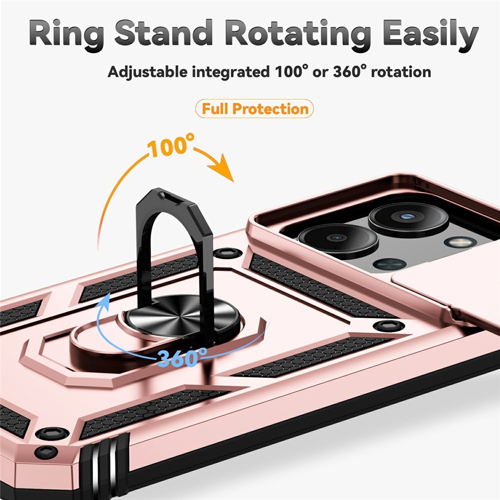 Ring odolný hybridný kryt s úchytom na prst na Xiaomi Redmi 15C 4G/5G (173mm) - ružovozlatý