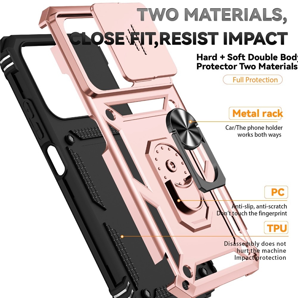 Ring odolný hybridný kryt s úchytom na prst na Xiaomi Redmi 15C 4G/5G (173mm) - ružovozlatý