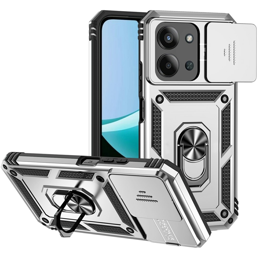 Ring odolný hybridný kryt s úchytom na prst na Xiaomi Redmi 15C 4G/5G (173mm) - strieborný