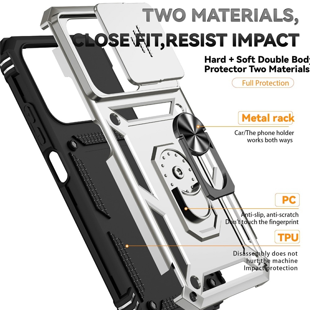 Ring odolný hybridný kryt s úchytom na prst na Xiaomi Redmi 15C 4G/5G (173mm) - strieborný