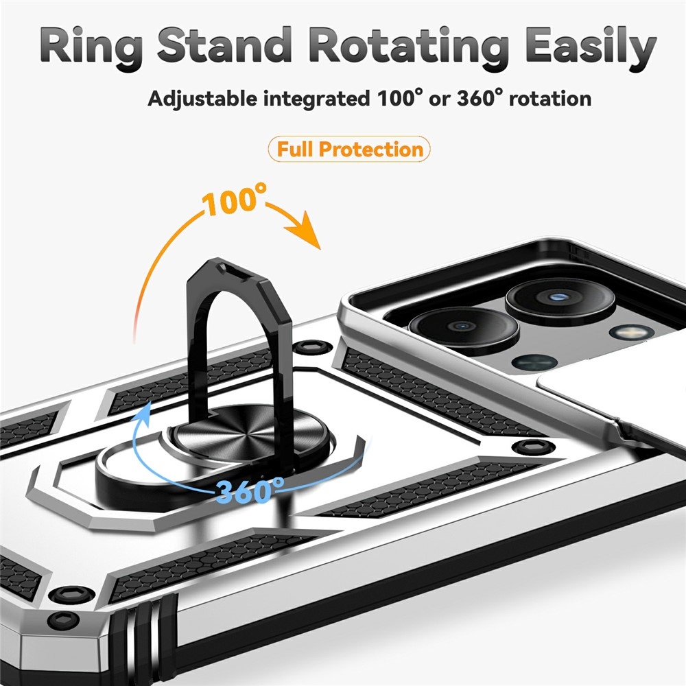 Ring odolný hybridný kryt s úchytom na prst na Xiaomi Redmi 15C 4G/5G (173mm) - strieborný