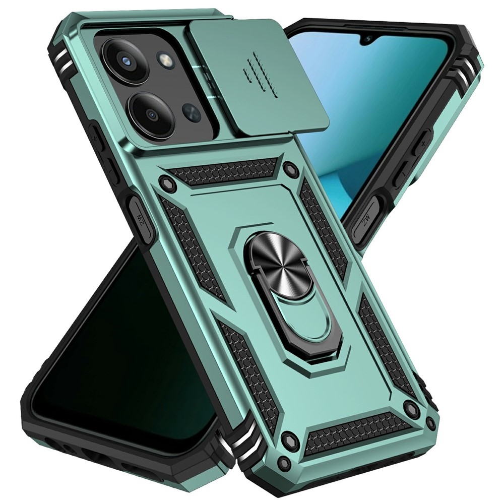 Ring odolný hybridný kryt s úchytom na prst na Xiaomi Redmi 15C 4G/5G (173mm) - zelený