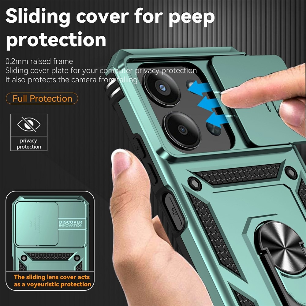 Ring odolný hybridný kryt s úchytom na prst na Xiaomi Redmi 15C 4G/5G (173mm) - zelený