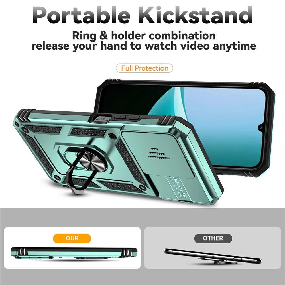 Ring odolný hybridný kryt s úchytom na prst na Xiaomi Redmi 15C 4G/5G (173mm) - zelený