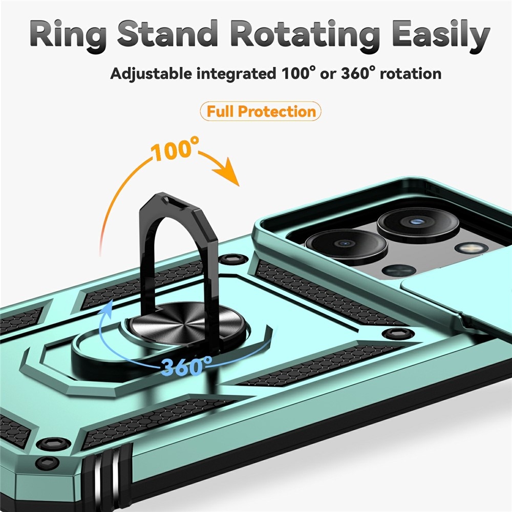 Ring odolný hybridný kryt s úchytom na prst na Xiaomi Redmi 15C 4G/5G (173mm) - zelený