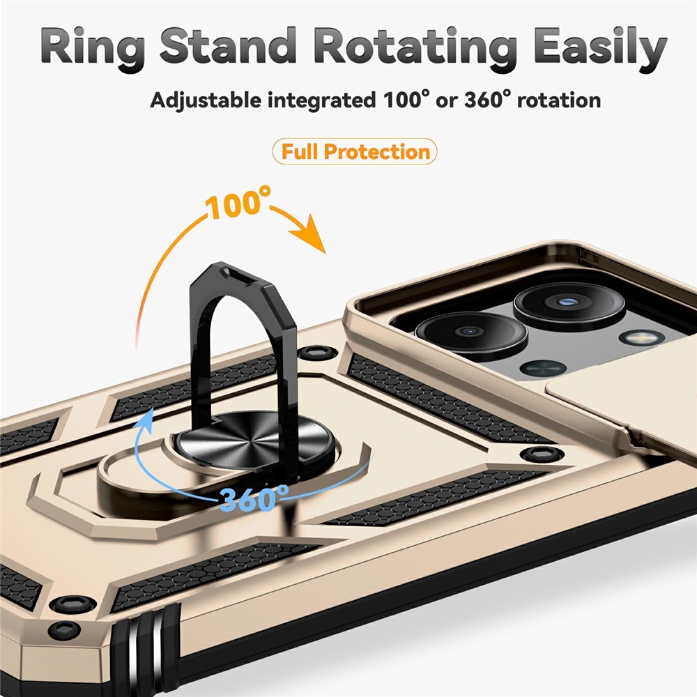 Ring odolný hybridný kryt s úchytom na prst na Xiaomi Redmi 15C 4G/5G (173mm) - zlatý