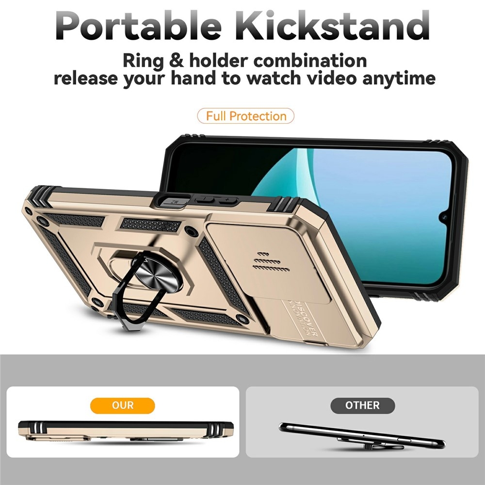 Ring odolný hybridný kryt s úchytom na prst na Xiaomi Redmi 15C 4G/5G (173mm) - zlatý