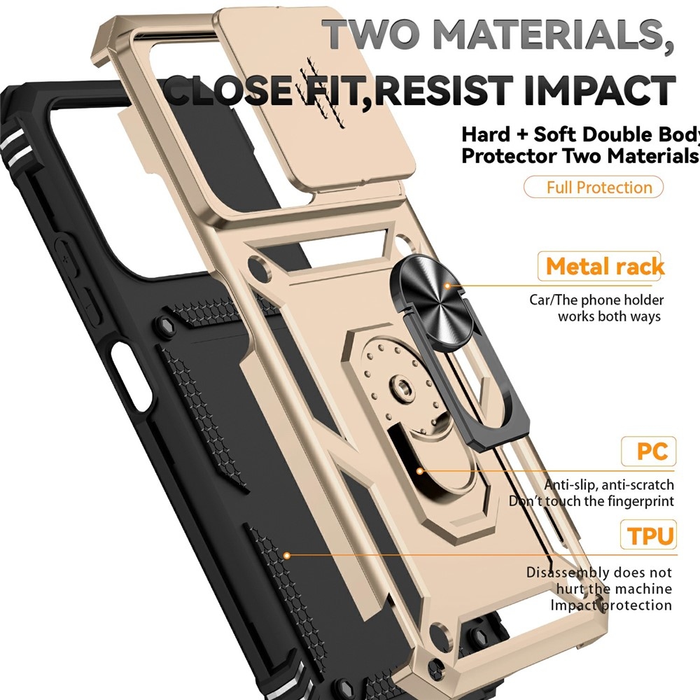 Ring odolný hybridný kryt s úchytom na prst na Xiaomi Redmi 15C 4G/5G (173mm) - zlatý