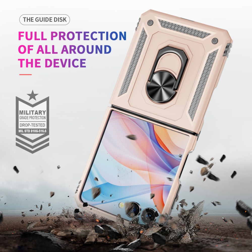 Ring odolný kryt na Samsung Galaxy Z Flip8 5G - béžový