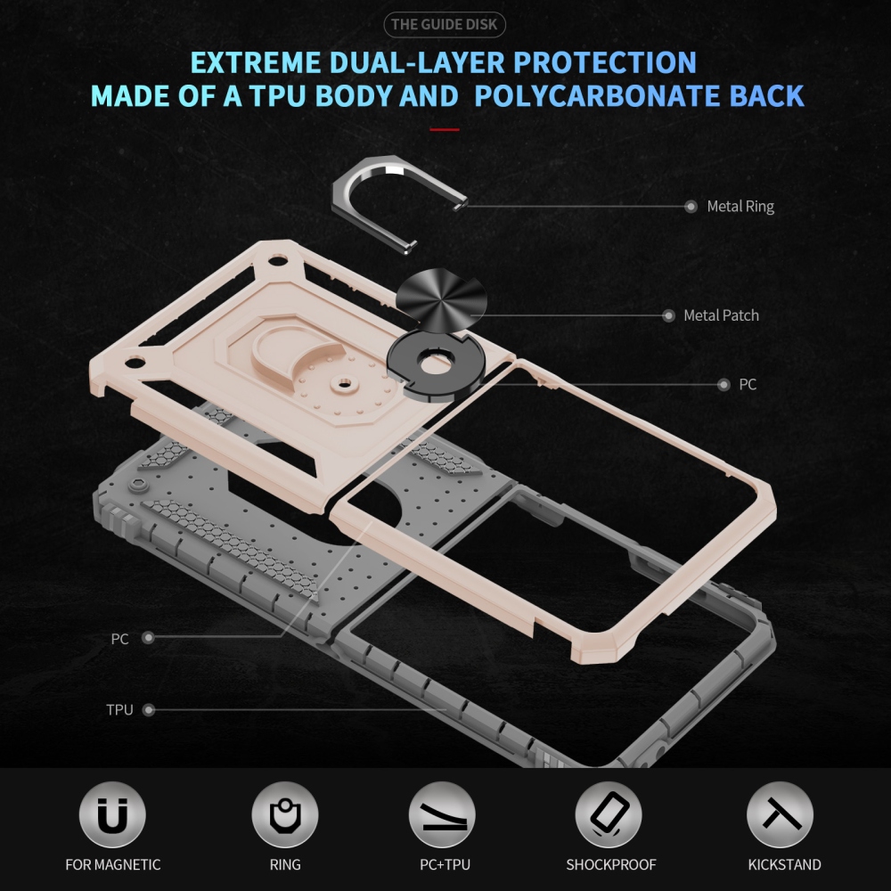 Ring odolný kryt na Samsung Galaxy Z Flip8 5G - béžový