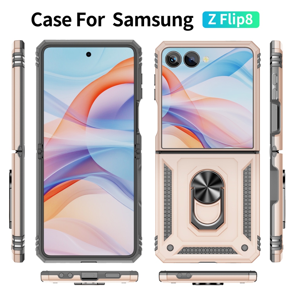 Ring odolný kryt na Samsung Galaxy Z Flip8 5G - béžový