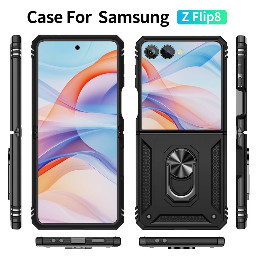 Ring odolný kryt na Samsung Galaxy Z Flip8 5G - čierny