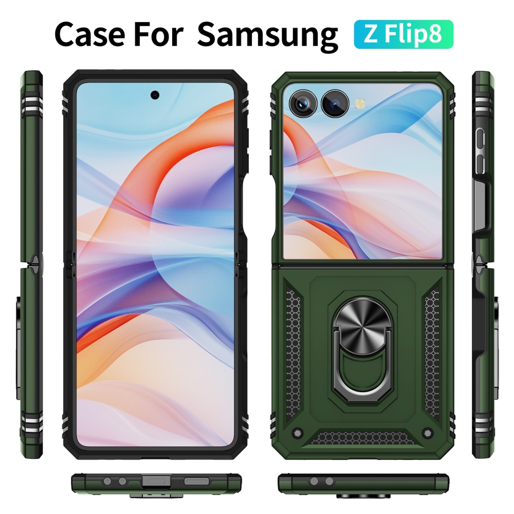 Ring odolný kryt na Samsung Galaxy Flip8 5G - zelený