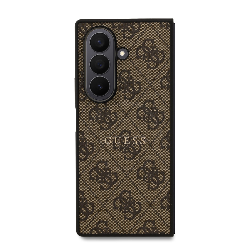 Guess PU kožený 4G farebný magnetický zadný kryt pre Samsung Galaxy Z Fold 7 Brown