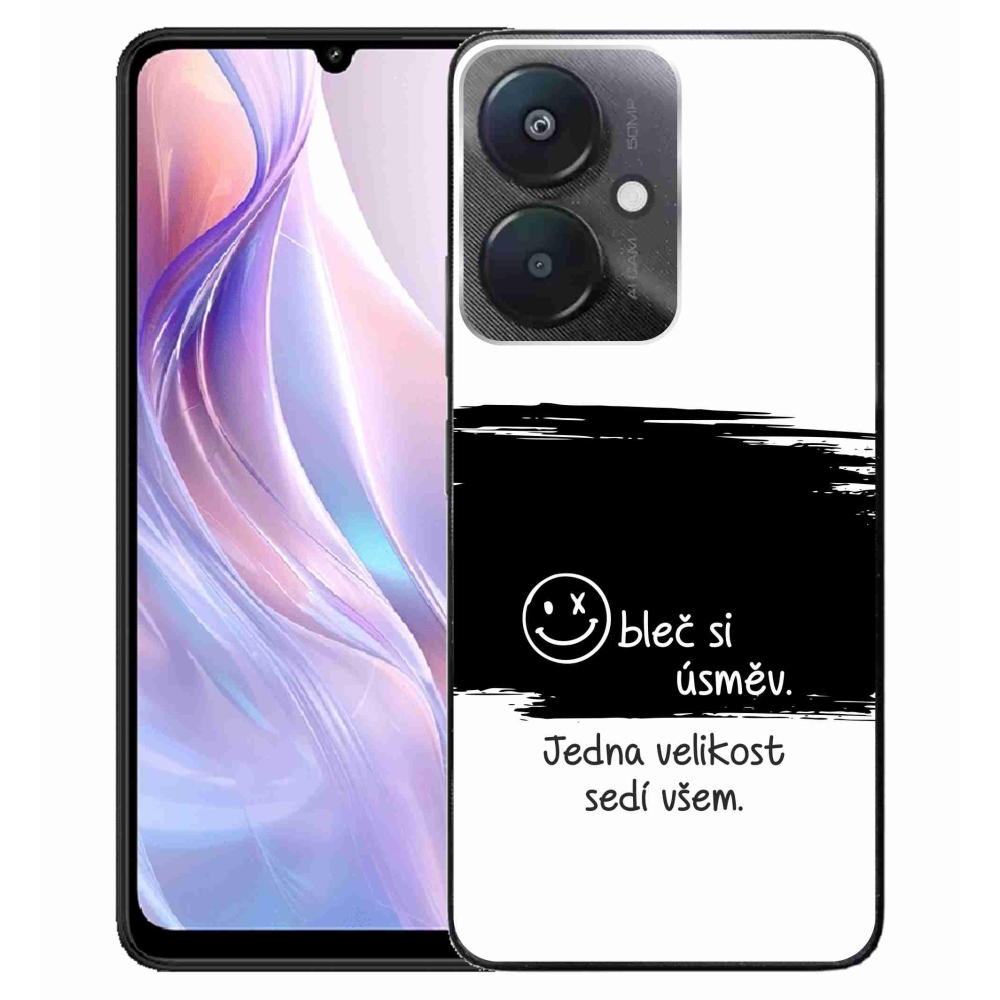 Gélový kryt mmCase na Xiaomi Redmi 13C 5G - vtipný text 8 čiernobiele pozadie