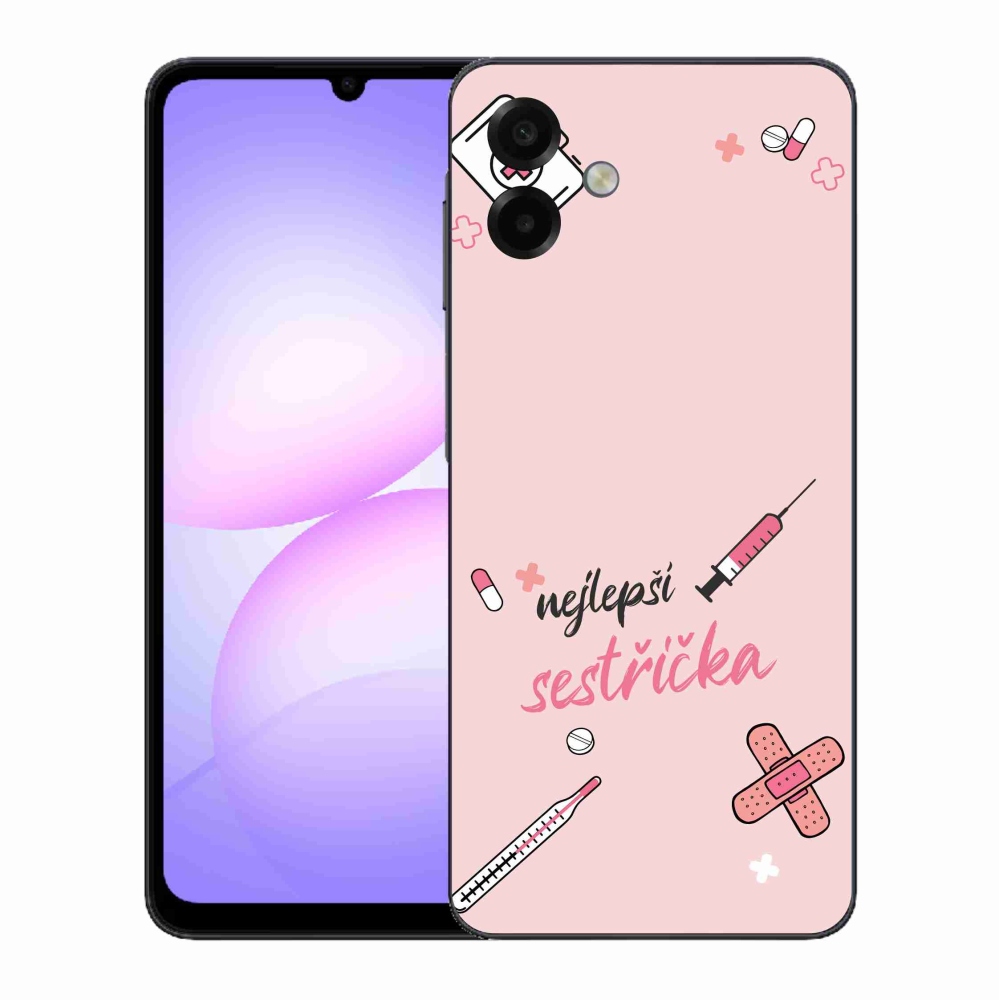 Gélový kryt mmCase na Samsung Galaxy A07 4G - najlepšia sestrička ružové pozadie