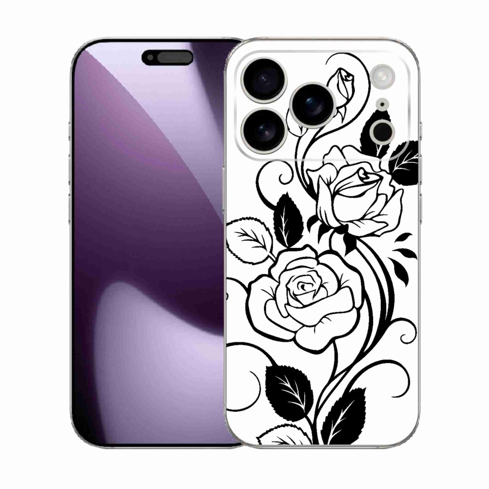 Gélový kryt mmCase na iPhone 17 Pro - čiernobiela ruža