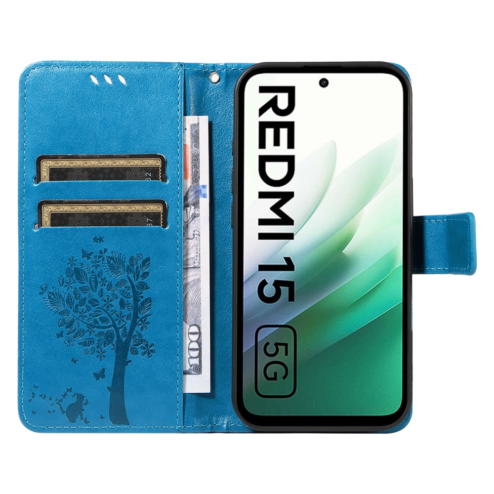 Trees knižkové púzdro na Xiaomi Redmi 15 4G (171mm) - modré