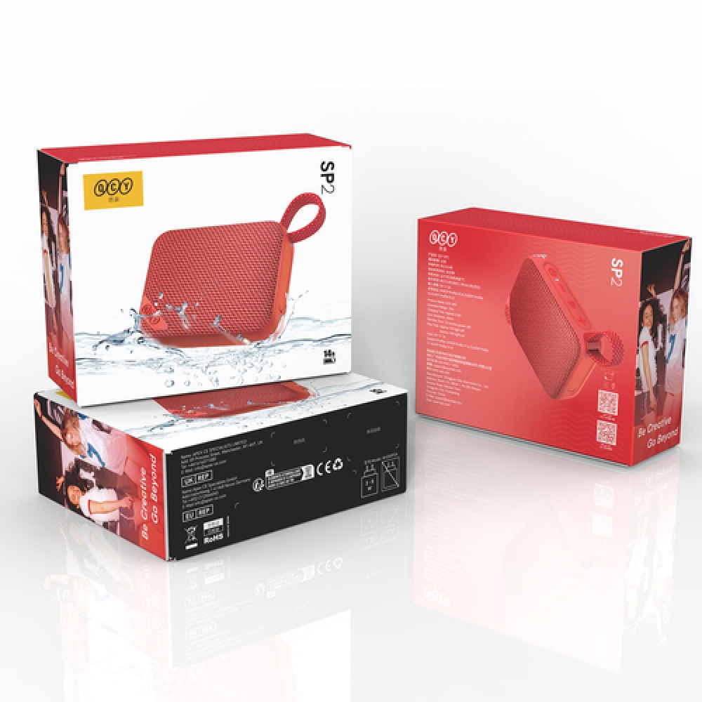 QCY SP2 Bluetooth reproduktor IP67 s RGB podsvietením - červený