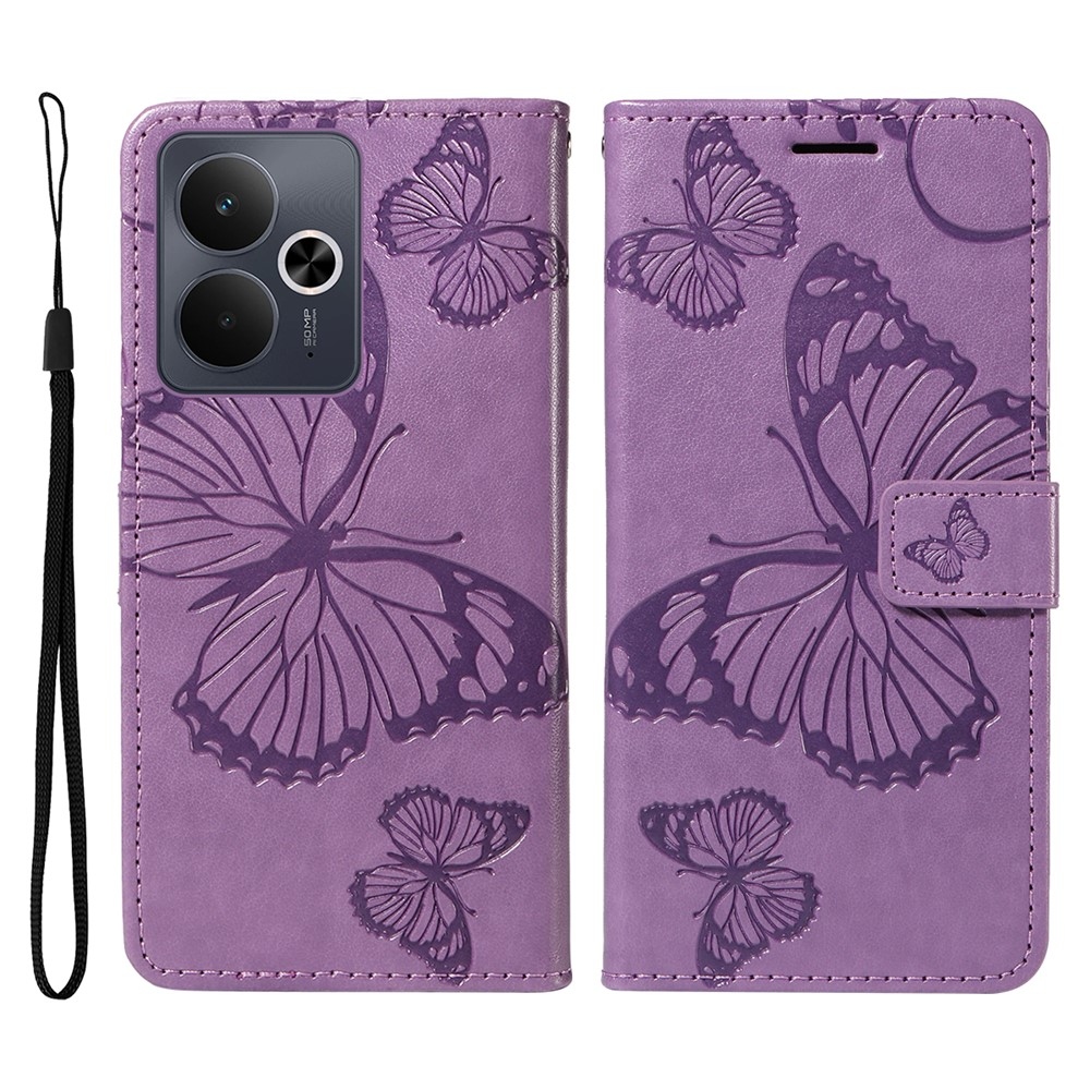 Big Butterfly knižkové puzdro na Realme 14 5G/14T 5G - fialové