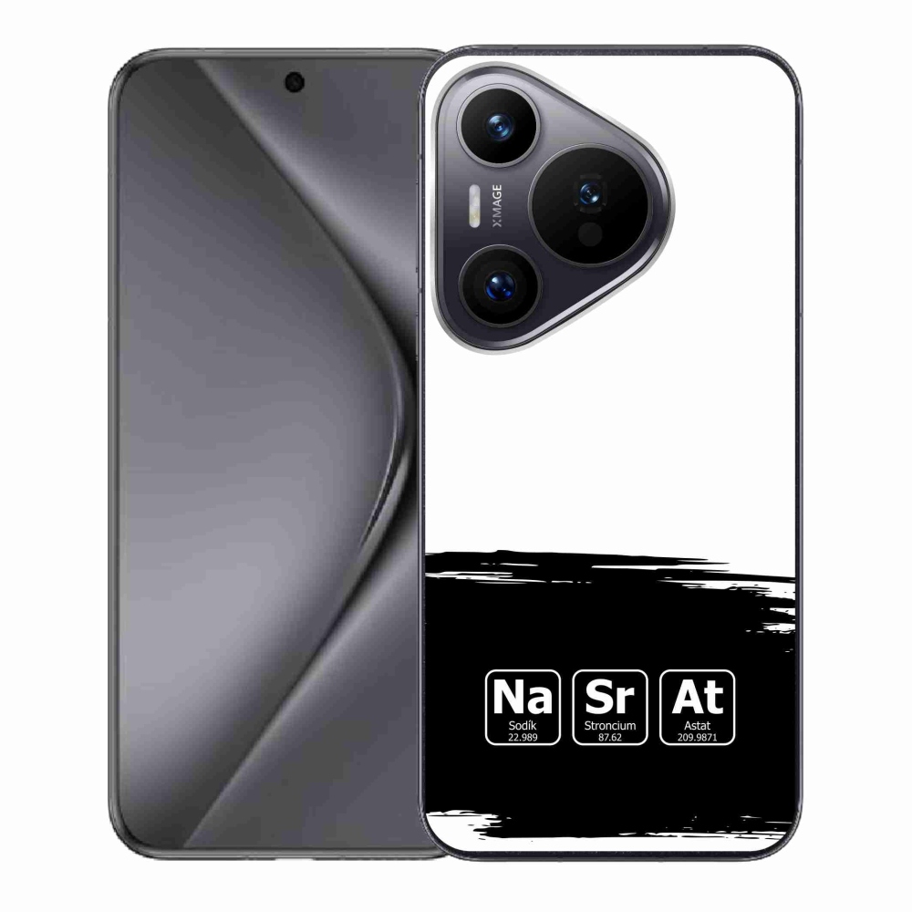 Gélový kryt mmCase na Huawei Pura 70 - chemické prvky čiernobiele pozadie